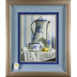 Michael J. Weber (American, b. 1941), "Teapot and Lemons," 1996, watercolor, signed lower left,