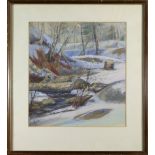 Winfred D. Lewis (American, 20th century), Wooded Snow Scene, 1935, gouache, initialed/monogrammed