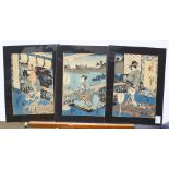 (lot of 7) Japanese woodblock prints: Utagawa Toyokuni III (1786-1865), of kabuki actor Segawa