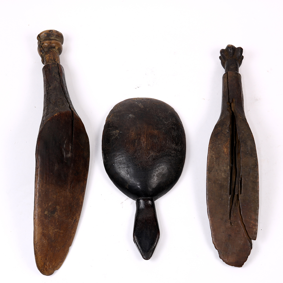 (lot of 3) African tribal articles, consisting of a scoop, rounded and used; together with (2) Luba, - Image 2 of 2