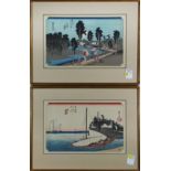 (lot of 2) Utagawa Hiroshige (Japanese, 1797-1858), 'Kuwana' and 'Numazu' from the '53 Stations of