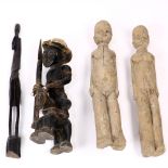 (lot of 4) African tribal style decorative figure group, consisting of a pair of carved fertility
