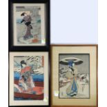 (lot of 3) Japanese woodblock prints, 19th century: Ichiyusai (Utagawa) Kuniyoshi (1798-1861), '