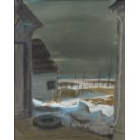Philip Henry Howard Surrey, (Canadian, 1910-1990), Backyard Snow Scene, watercolor and gouache,