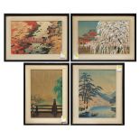 (lot of 4) Japanese woodblock prints, shinhanga: Okumura Koichi (1904-1974), 'Heian Jingu