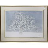 Hoshi Joichi (Japanese, 1913-1979), 'Winter Tree', woodblock print, lower right with the artist