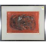 Sheila Marks (American, 20th century), Untitled (Abstract in Orange), color etching, pencil signed