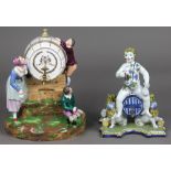 (lot of 2) Continental figural group, early 20th Century, consisting of a German porcelain tapped