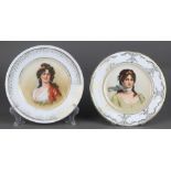 Pair of Austrian Tatler cabinet portrait plates, late 19th Century, each depicting a Romanesque