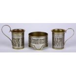 (lot of 3) Russian silver and gilt decorative group, consisting of (2) gilt and silver Charki,