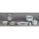 (lot of 8) Herend porcelain table article group, consisting of a tray, teacup and saucer,