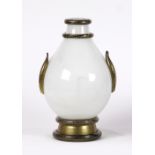 Barovier and Toso Primavera series pedestal vase circa 1980, having a white opaque glass body with