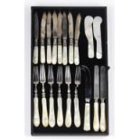 (lot of 19) Mother-of-pearl and sterling silver utensils, consisting of (6) Mother-of-Pearl