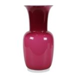 Venini / Tomaso Buzzi Opalino vase executed in 1984, having a mauve shouldered body with white