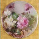 Franz Bischoff (American, 1864-1929), Roses, 1905, painted ceramic plate, signed and dated lower