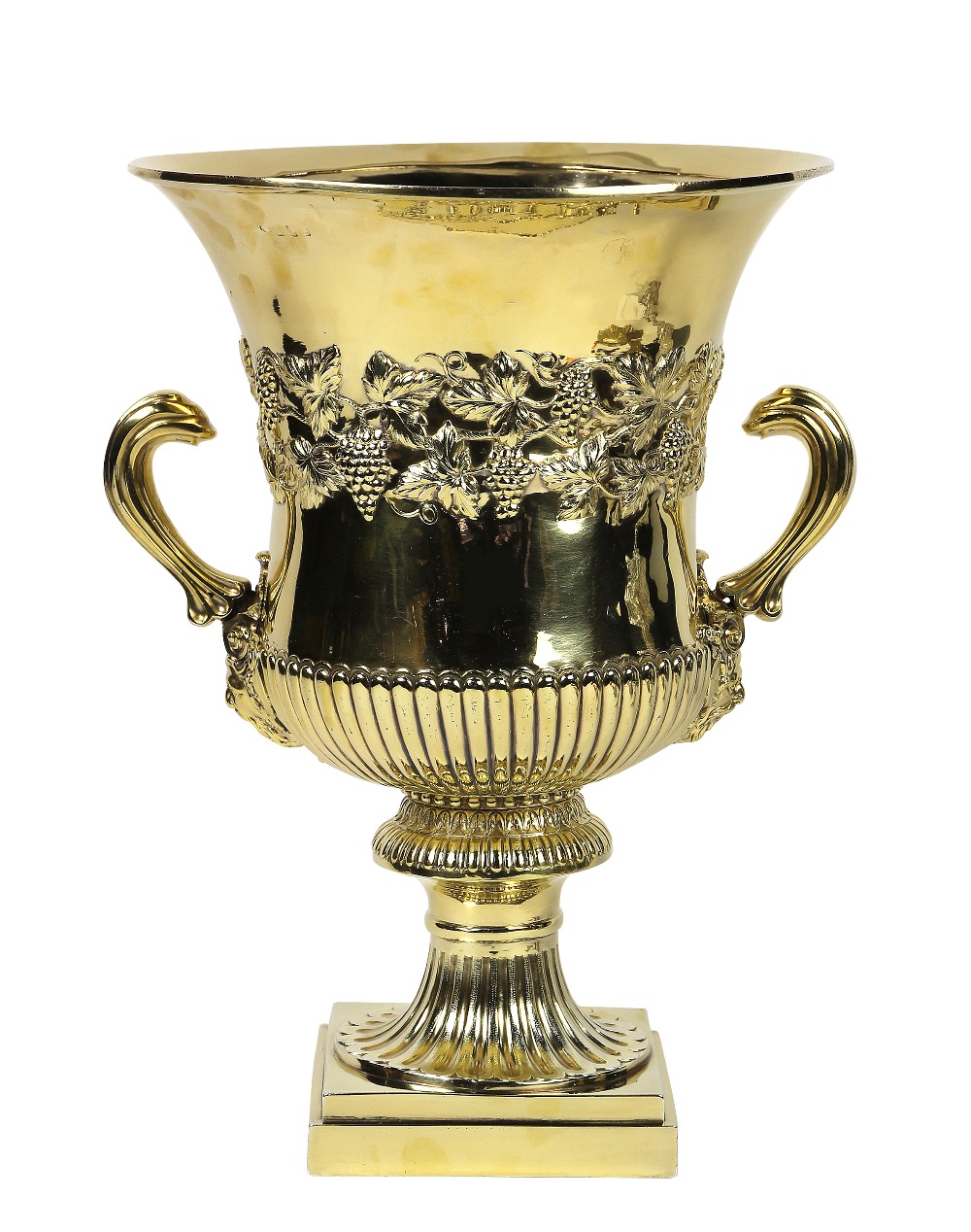 George III gilt sterling silver wine cooler, Dublin, Robert Williams, circa 1800, having a campana