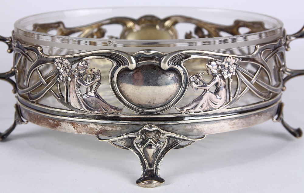 (lot of 2) German .800 silver serving vessels, consisting of a crystal mounted serving vessel, the - Image 4 of 5