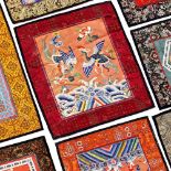 (lot of 15) Group of Chinese textiles, of sleeve bands and fragments, motifs including zoomorphs,