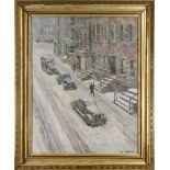Follower of Guy Carleton Wiggins (American, 1883-1962), "Madison Avenue and 53rd Street," oil on