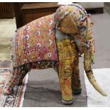Large vintage Rajasthan Indian elephant, having beaded and hand embroidered details, 36"h