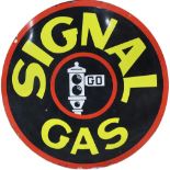 Signal Gas double sided porcelain sign, 71.5"w