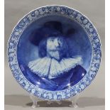 Joost Thooft & Labouchere Delft Portrait charger after Rembrandt van Rijn framed by a scalloped