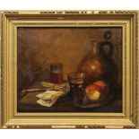 Claude Claudine Hirst (American, 1855-1942), Table Still Life with Apple and Pipe, oil on canvas,