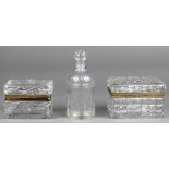 (lot of 3) Glass decorative group, consisting of a Baccarat hinged lidded box, marked on underside