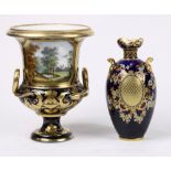 (lot of 2) Royal Crown Derby group, consisting of a partial gilt urn, centered with a hand painted