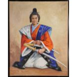 Japanese Warrior Portrait, oil on canvas, signed "Francis Tsoy" lower left, 20th century, overall (