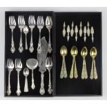 (lot of 31) Sterling silver utensil group, consisting of (8) Reed and Barton fish forks, executed in