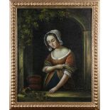 European School (20th century), Portrait of a Maiden, oil on canvas, unsigned, overall (with frame):