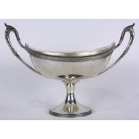 German .800 silver serving compote, of an elongated oval form having a leaf and dart border at rim