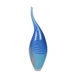 Alfo Celotto 'Dinosaur' vase 2005, executed in clear glass decorated within shades of Blue, with '