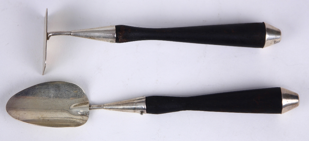(lot of 2) Cartier silver utensil group, consisting of a sterling and wood handle pusher, 7"l; - Image 2 of 5