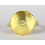 Diamond and silver gilt ring Centering (1) full-cut diamond, weighing approximately 0.10 ct., set in