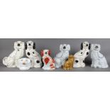 (lot of 8) Staffordshire style porcelain group, consisting of Spaniels, including a pair with