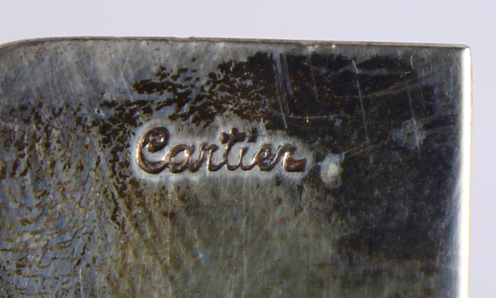(lot of 2) Cartier silver utensil group, consisting of a sterling and wood handle pusher, 7"l; - Image 5 of 5