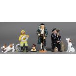 (lot of 6) Royal Doulton porcelain figural group, consisting of "Shore Leave", "Long John