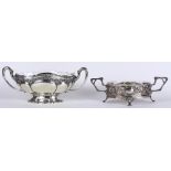 (lot of 2) German .800 silver serving vessels, consisting of a crystal mounted serving vessel, the