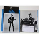 (lot of 3) Elvis Presley photograph group, consisting of a black and white photograph of Elvis while