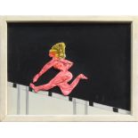 Andrew Romanoff (American, 20th century), "Hurdle," 1980, collage and mixed media, initialed and