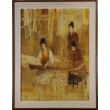 Three Chinese Women, oil on canvas, signed "Fong" lower right, 20th century, overall (with frame):