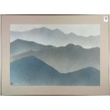 Scott Gregory (Canadian, 20th century), "Kowloon Mountains," 1985, mixed media on paper, signed/