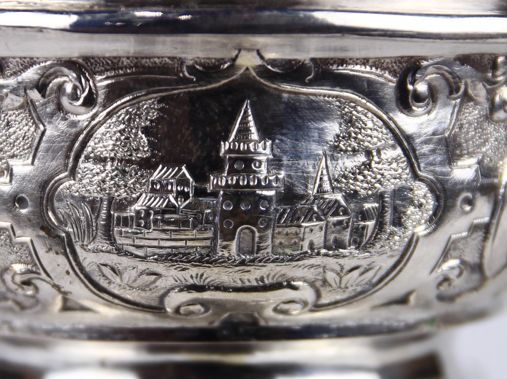 Austro-Hungarian covered silver wine goblet circa 1880, the conforming repousse lid surmounted by - Image 5 of 9