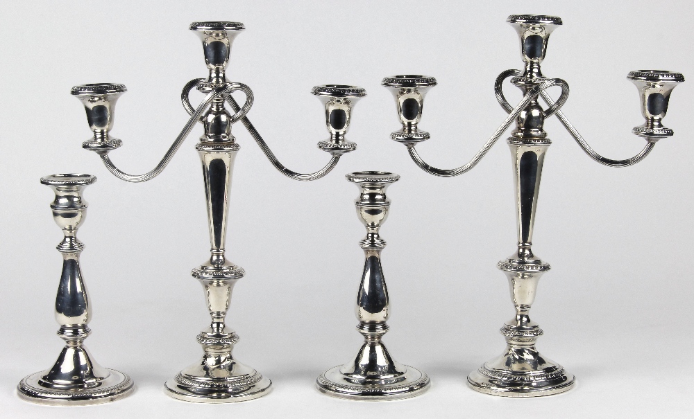 American sterling silver weighted candlestick group, consisting of (2) Crown sterling silver