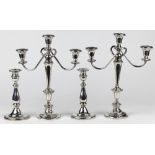 American sterling silver weighted candlestick group, consisting of (2) Crown sterling silver