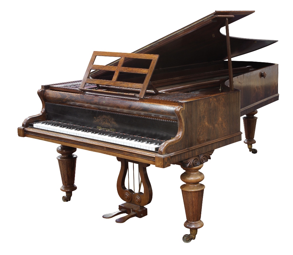 John Broadwood and Sons rosewood grand piano, London circa 1870, serial number 20641 having 85