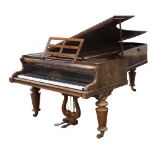 John Broadwood and Sons rosewood grand piano, London circa 1870, serial number 20641 having 85