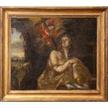 European School (17th/18th century), Woman with Angel, oil on canvas, unsigned, overall (with